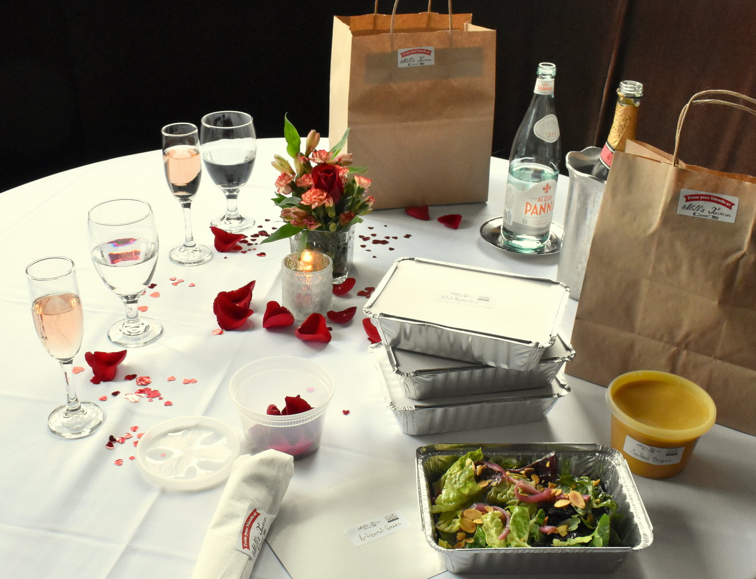 Order takeout from Mill's Tavern for a romantic dinner at home